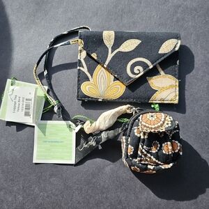 Vera Bradley Black and Yellow Floral Women's Bag Set